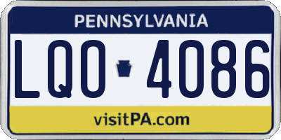 PA license plate LQO4086
