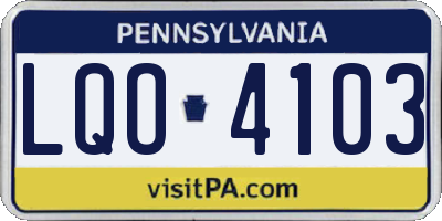 PA license plate LQO4103