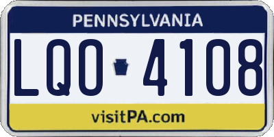PA license plate LQO4108