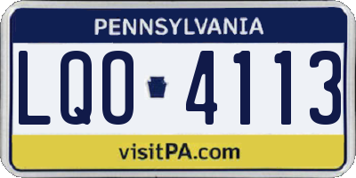 PA license plate LQO4113