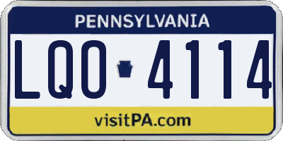 PA license plate LQO4114