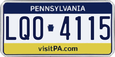 PA license plate LQO4115