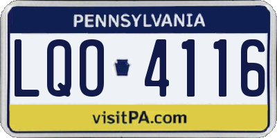 PA license plate LQO4116