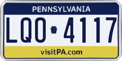 PA license plate LQO4117