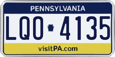 PA license plate LQO4135