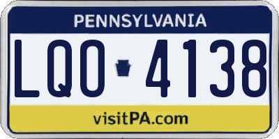 PA license plate LQO4138