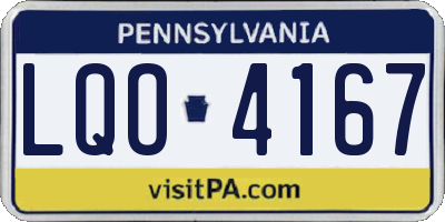 PA license plate LQO4167