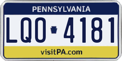 PA license plate LQO4181