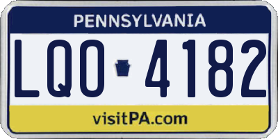 PA license plate LQO4182