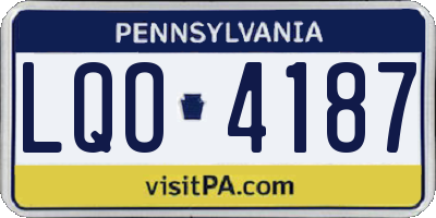 PA license plate LQO4187