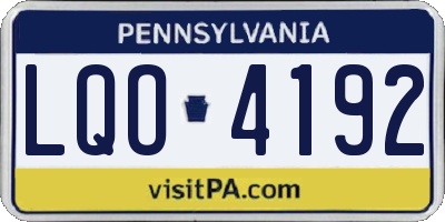 PA license plate LQO4192