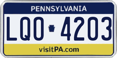 PA license plate LQO4203
