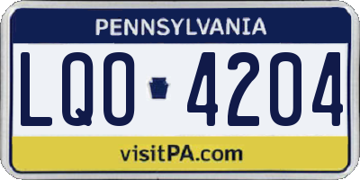PA license plate LQO4204