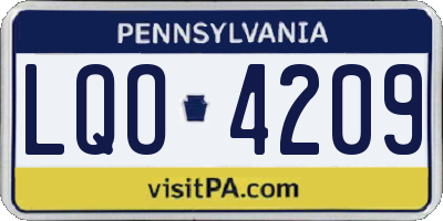 PA license plate LQO4209
