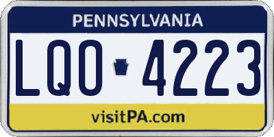 PA license plate LQO4223