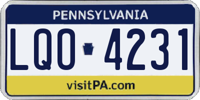 PA license plate LQO4231