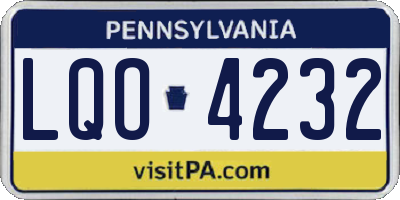 PA license plate LQO4232