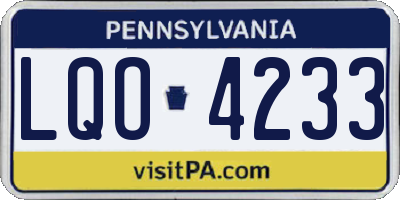 PA license plate LQO4233