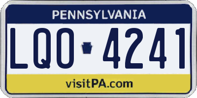PA license plate LQO4241