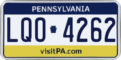 PA license plate LQO4262