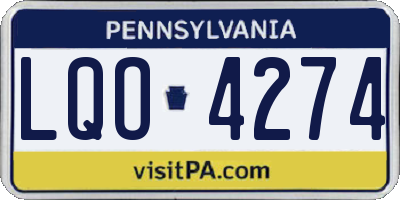 PA license plate LQO4274