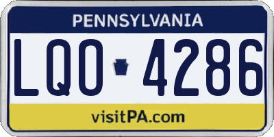 PA license plate LQO4286