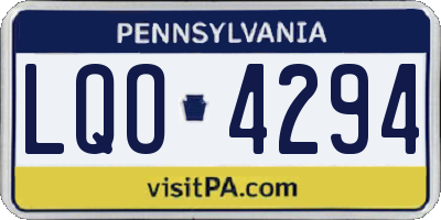 PA license plate LQO4294