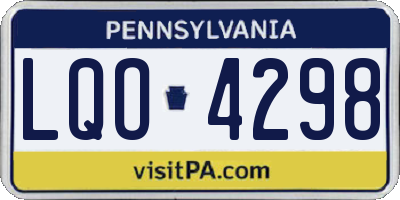 PA license plate LQO4298