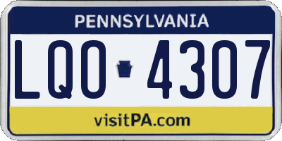 PA license plate LQO4307