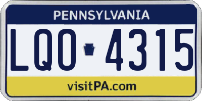 PA license plate LQO4315