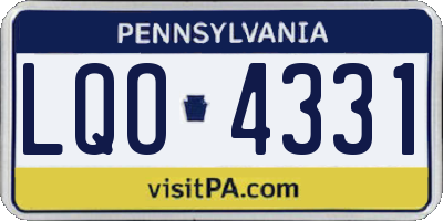 PA license plate LQO4331