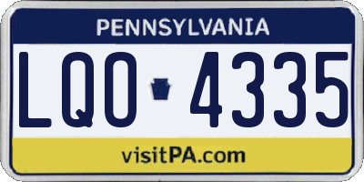 PA license plate LQO4335