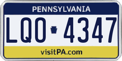 PA license plate LQO4347