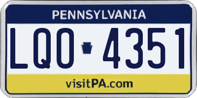 PA license plate LQO4351