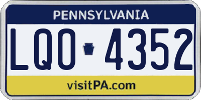PA license plate LQO4352