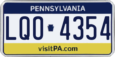 PA license plate LQO4354
