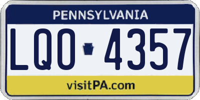 PA license plate LQO4357