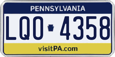 PA license plate LQO4358
