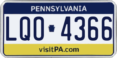 PA license plate LQO4366