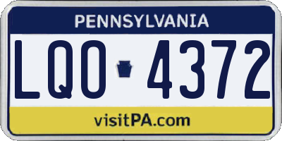 PA license plate LQO4372