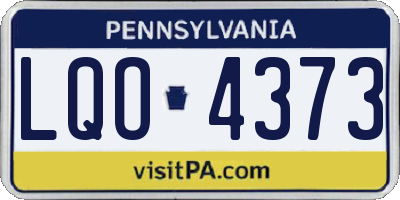 PA license plate LQO4373