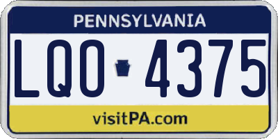 PA license plate LQO4375