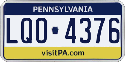PA license plate LQO4376