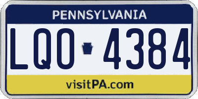 PA license plate LQO4384
