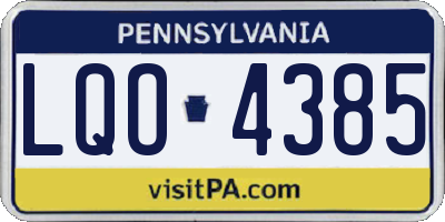 PA license plate LQO4385