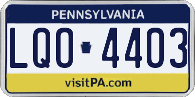 PA license plate LQO4403