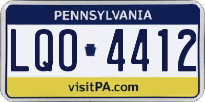 PA license plate LQO4412