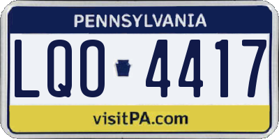 PA license plate LQO4417