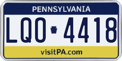 PA license plate LQO4418