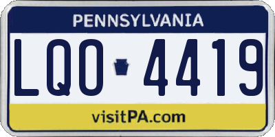 PA license plate LQO4419